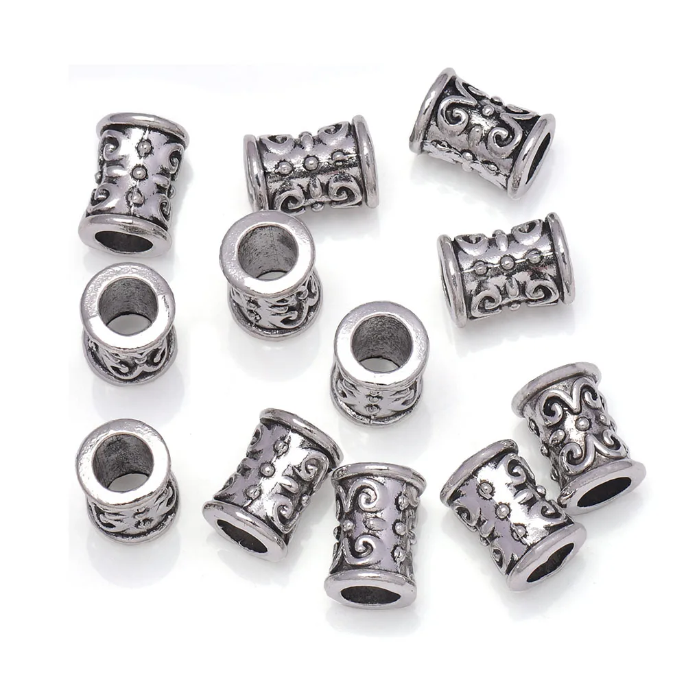 Lots 50 pcs Tibetan Silver Column Tube Spacer Beads Jewelry Making Findings 8mm 