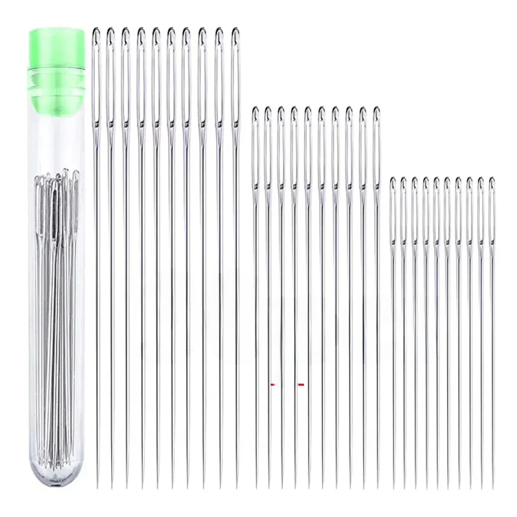 3 Sizes Large Eye Sewing Needles Cross Stitch Knitting Needle Handmade Leather Embroidery Thread Needle Sewing Accessory 30pcs sewing needles