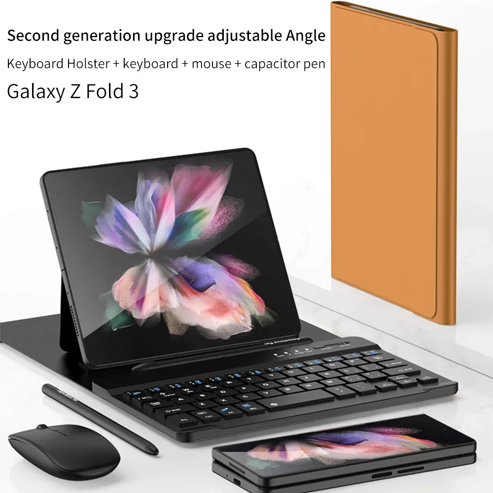 Magnetic Bluetooth Wireless Keyboard Folding Holder Leather Case For Samsung Galaxy Z Fold 5 4 3 Keyboard With Pen Slot Mouse bluetooth keyboard wireless keyboard mouse set