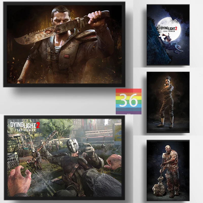 Dying Light 1 2 Video Game Poster Canvas Printing Dying Light Characters Zombies Wall Decoration Zombies Gaming Room Decor Gift