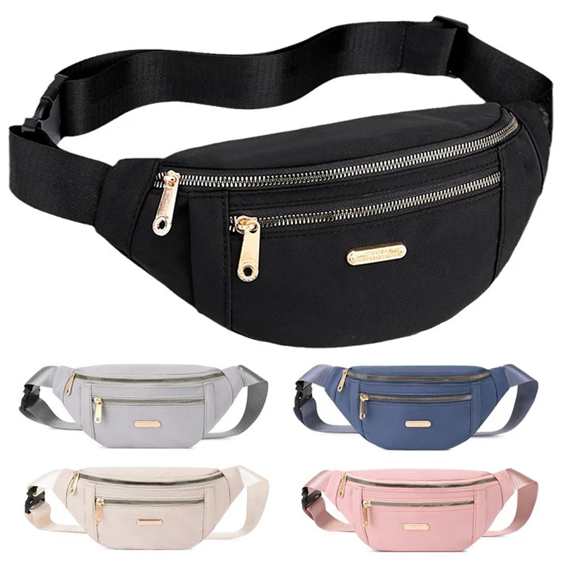 

Leisure Waist Bum Bag Women Men Oxford Waist Bag Belt Pouch Zip Fanny Pack Cellphone Bag Outdoor Shoulder Crossbody Chest Bags