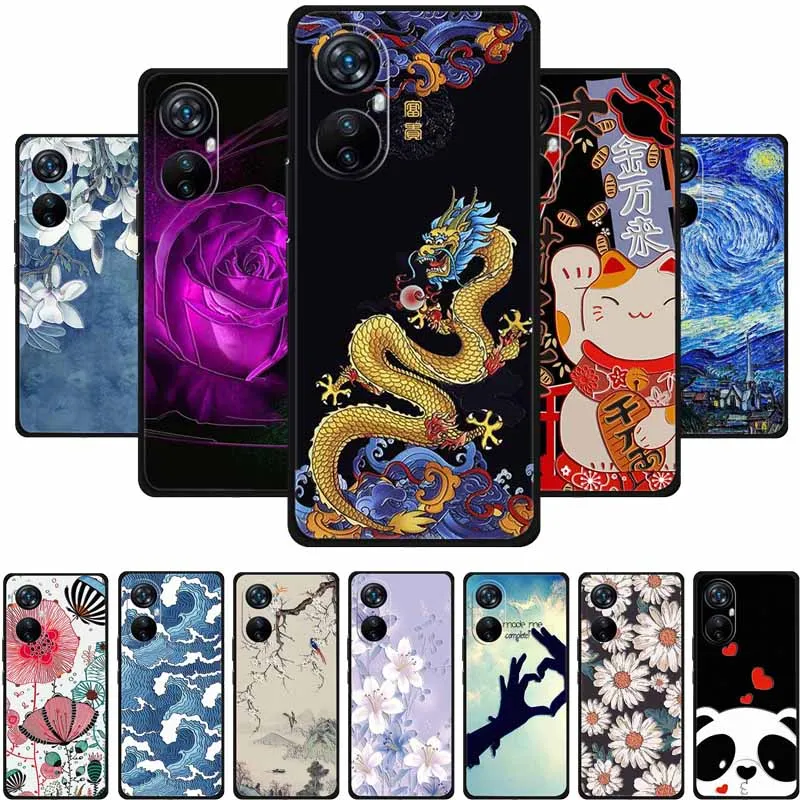 Elegant 3D Relief Emboss Black Silicone Soft Back Case