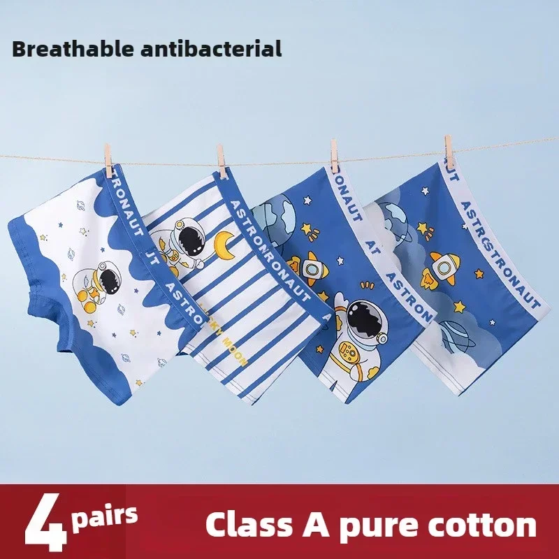 Boys Boxers 4pcs/set Cotton Antibacterial Breathable All-Inclusive No Strangling Hip For Boys 1 To 12 Years Old