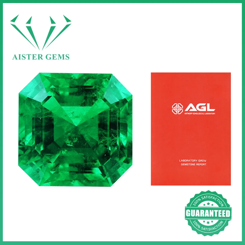 

Top Hydrothermal Asscher Cut Lab Grown Emerald Loose Gemstones Synthetic Columbia Emerald Stone Diamond With AGL Certificate