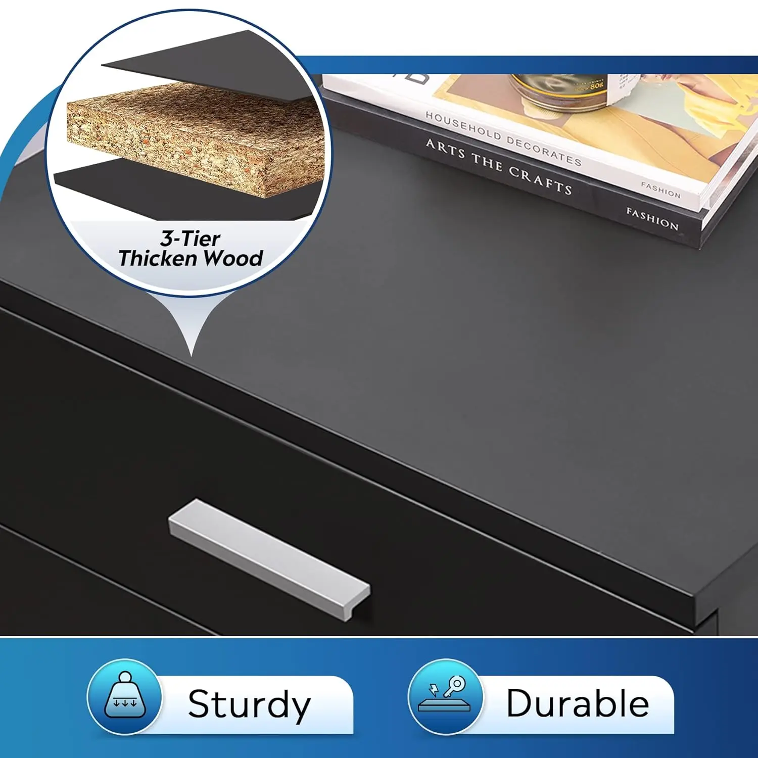 3-Drawer Rolling File Cabinet 6