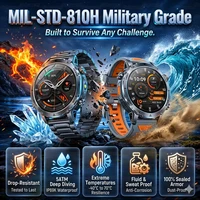 Montre connectée militaire TANK, batterie de 1400mAh, étanche 10ATM, robuste, alerte SOS, moniteur de fréquence cardiaque, bracelet intelligent pour l'extérieur 6