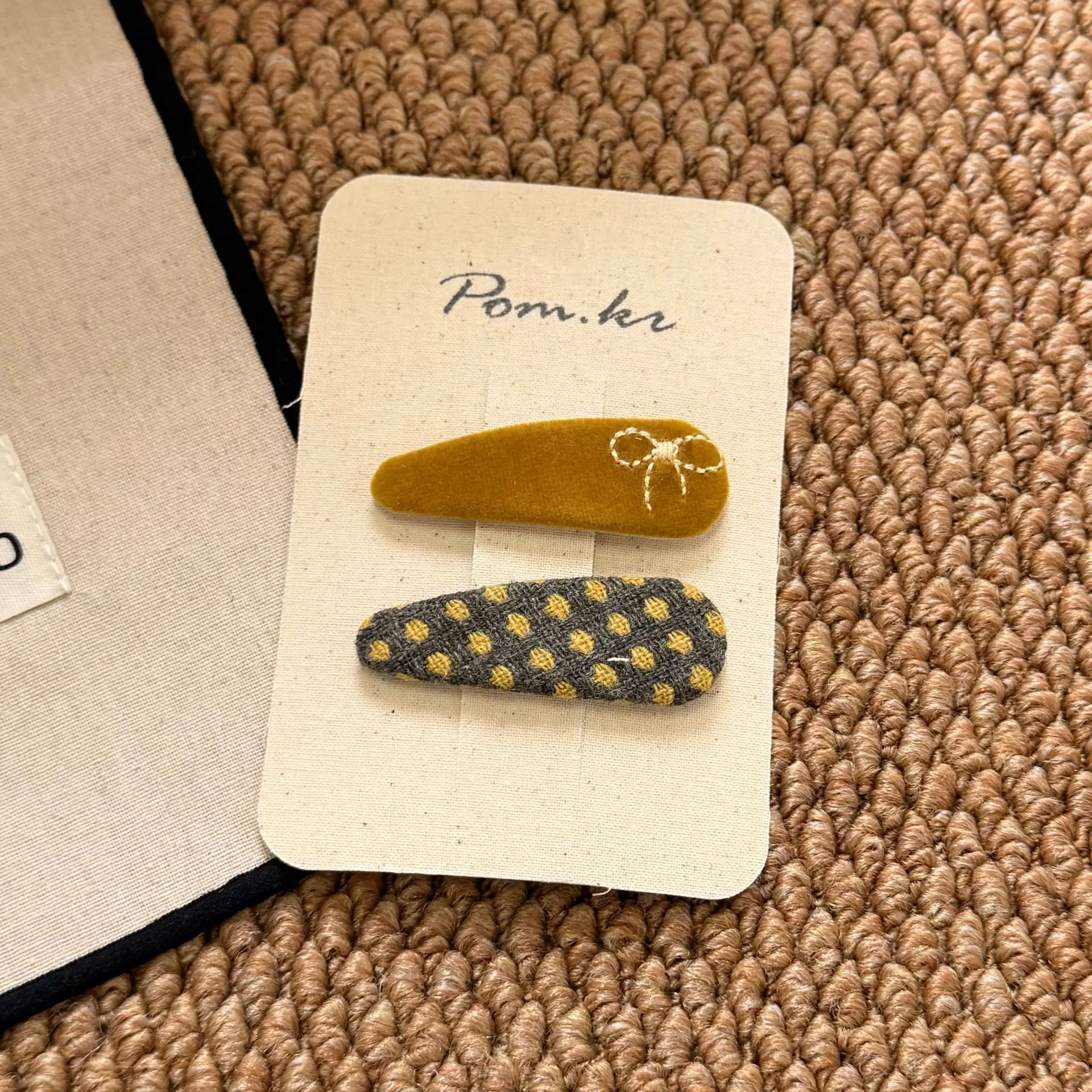 2 Stück/Set Handgefertigte Koreanische Schmetterlingsknoten-Haarspange mit Punktmuster und Stickerei, Niedliche Seitenhaarspangen für Kinder, Haarklammern, Accessoires – Detail 7