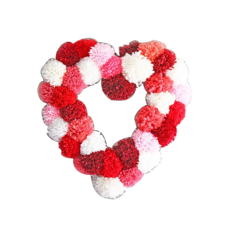 Christmas POM ball wreath door on Valentine's Day POM window decorations