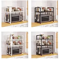 Étagère de support pour micro-ondes Durable-support de comptoir robuste pour le stockage du four, des épices et des plats avec crochets, organisateur utilitaire en plastique 5