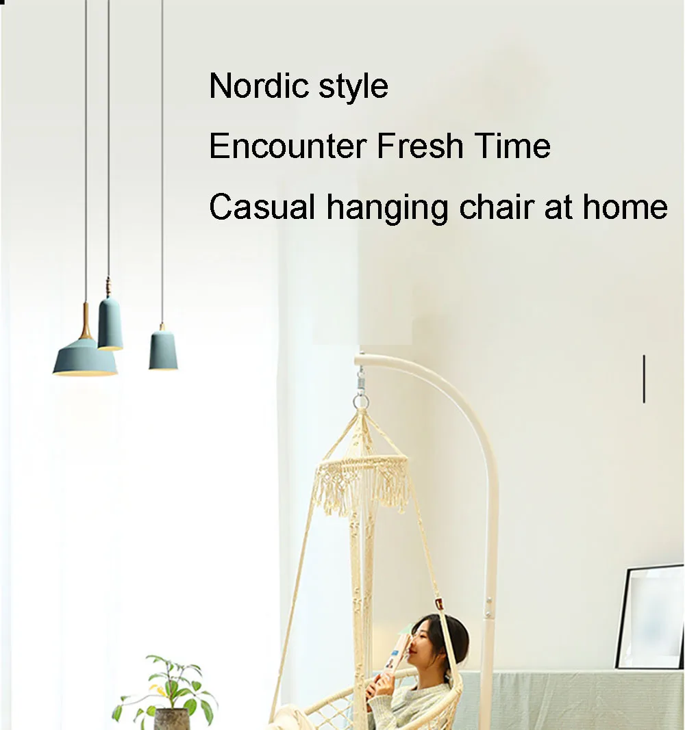 Description Picture 3 of itemCamping Hammock Triangle Outdoors Indoor Swimming Pool Reticular Network Hanging Basket Woven Hemp Rope Swing Tassel