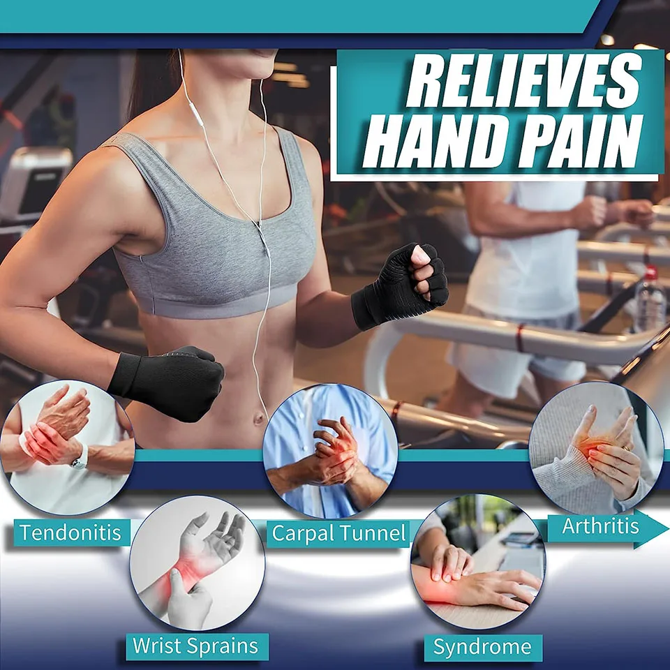 Copper Compression Arthritis Gloves 1Pair For Women Men Fitness Compression Rehabilitation Wrist Support