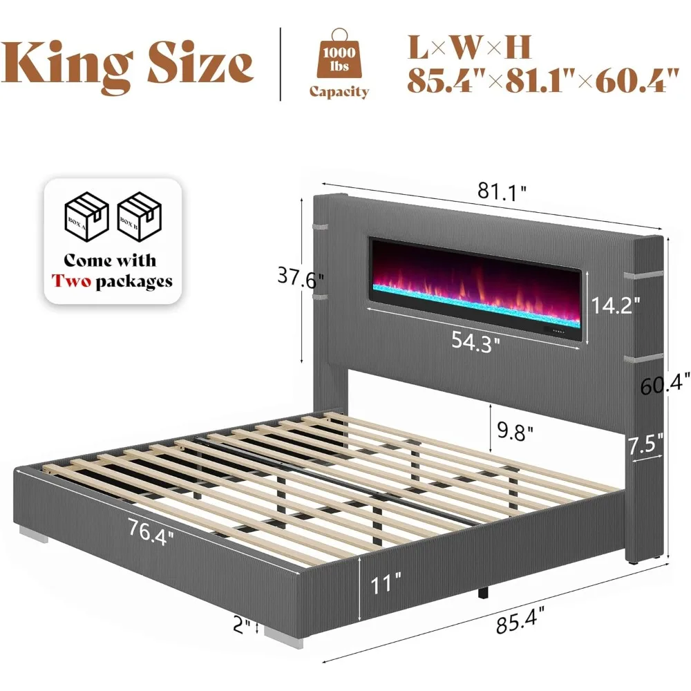 King Wingback Bed with Fireplace 2