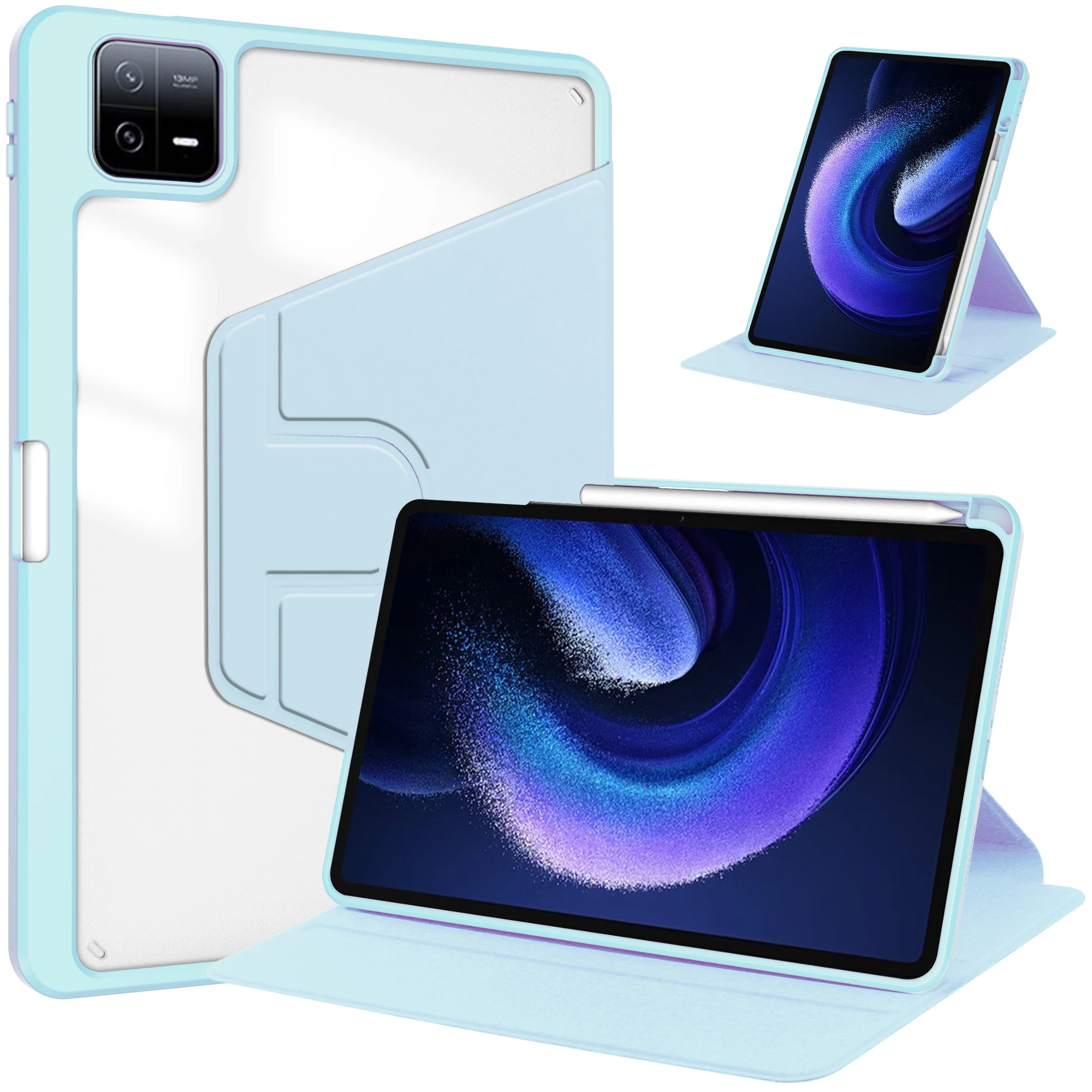 Enhanced 360 Rotatable Stand Smart Case with Pen Slot and Auto Sleep/Wake Function - Shockproof Shell