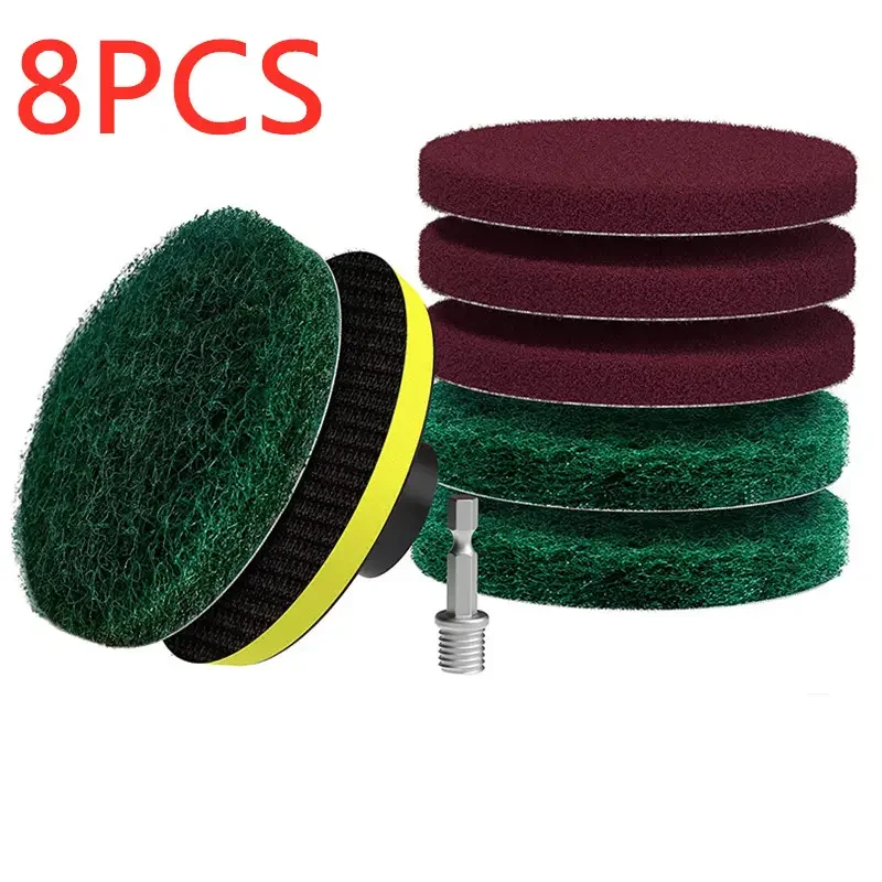 8-Piece Drill Power Brush Tile Scrubber Kit Power Brush