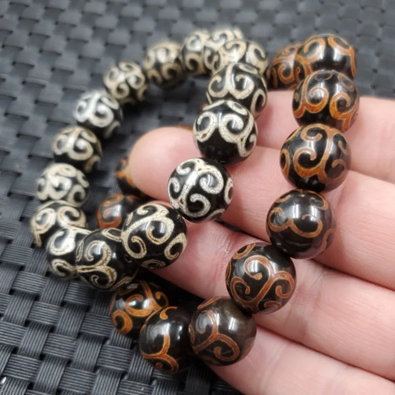 Braccialetto Di Giada Antico Braccialetto Di Perline Rotonde Di Agata Del Cielo Braccialetto Di Perline Di Cerchio Da 14Mm Braccialetto Di Perline Rot