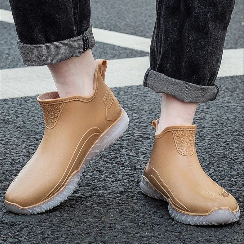 Rain Shoes for Couple Unisex Waterproof Ankle Rubber Boot Fishing Husband  Galoshes PVC Garden Work Rainboots Kitchen Shoes Clogs - AliExpress