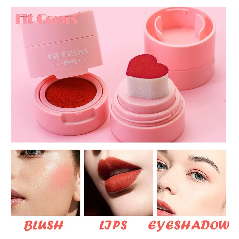 Heart Blush Stick Sponge Stamp Facial Blush Waterproof Brightening Face Contouring Shadow Blusher Tint Cheek Korean Cosmetics 5