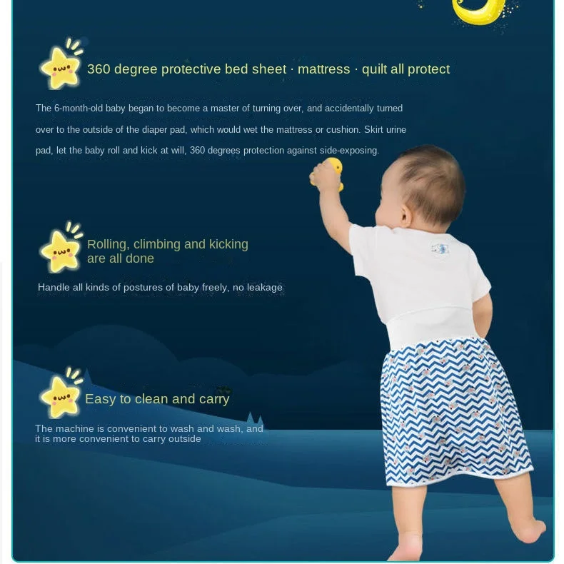 Spódnica na pieluchy dla niemowląt Wodoodporne spodnie na mocz Tkanina dla niemowląt i dzieci Czysta bawełna Zmywalna, zapobiegająca moczeniu nocnym Łóżko dla dzieci Trening nocnika