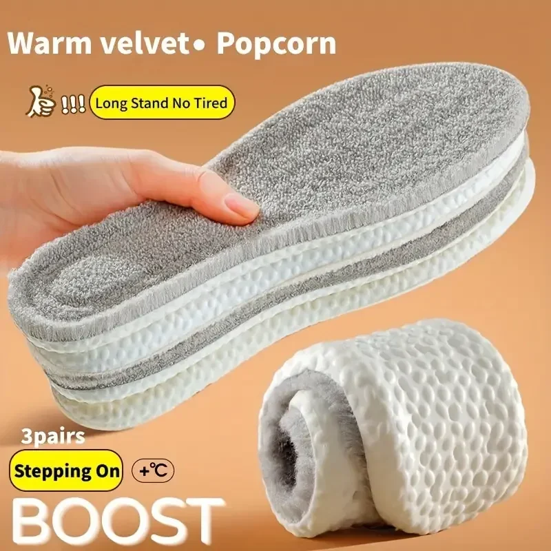 Self Heated Thermal Insoles for Feet Winter Warm Wool Thermal Memory Foam for Men Women Sports Shoes Self-heating Shoe Pads 2pcs memory foam insoles sport insoles shoe insoles