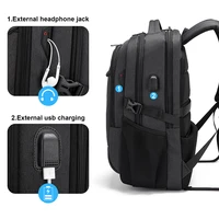 Sac à dos pour ordinateur portable 17,3 pouces pour homme, sac à dos de voyage, d'université, sac à bandoulière étanche pour ordinateur portable avec port de chargement USB 3
