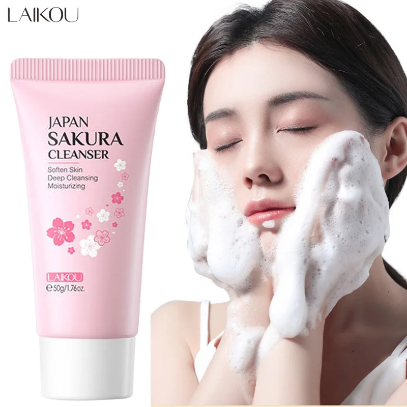 LAIKOU Facial Foaming Cleanser Deeply Cleansing Oil Control Moisturizing Blackhead Removal Skin Care Face Wash Foam Cleanser facial cleanser