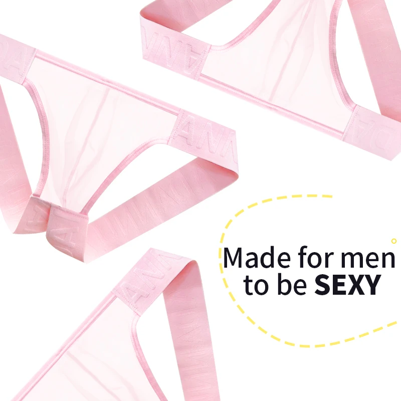 1/2/3PCS New Transparent Man Underwear Thong Nylon Sexy Low Waist Comfortable Fashionable Chinese Style Embossed Belt Underpants_voghion.com