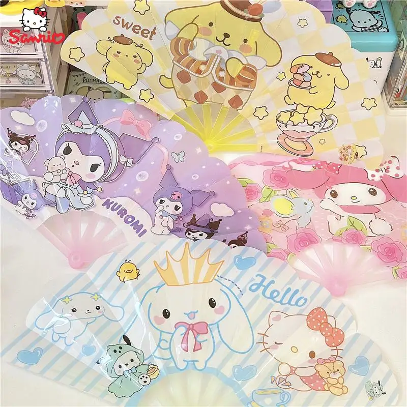 

Cartoon Anime Sanrio Accessories Cinnamoroll Kuromi My Melody Kawaii Summer Cute Plastic Fan Students Portable Fan Children Gift