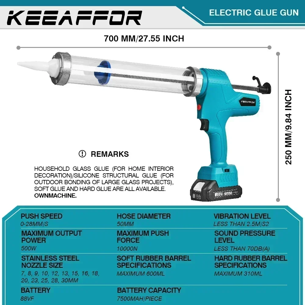 KEEAFFOR 10000N Electric Glue Gun 6Gears Cordless Electric Multifunctional Caulking Gun Adhesive Sealant For Makita 18v Battery 3