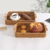 Stackable Woven Rattan Storage Basket - Organizer with Wooden Handle for Home Kitchen Bathroom Bedroom Hotel  Shelf  Storage Box 6