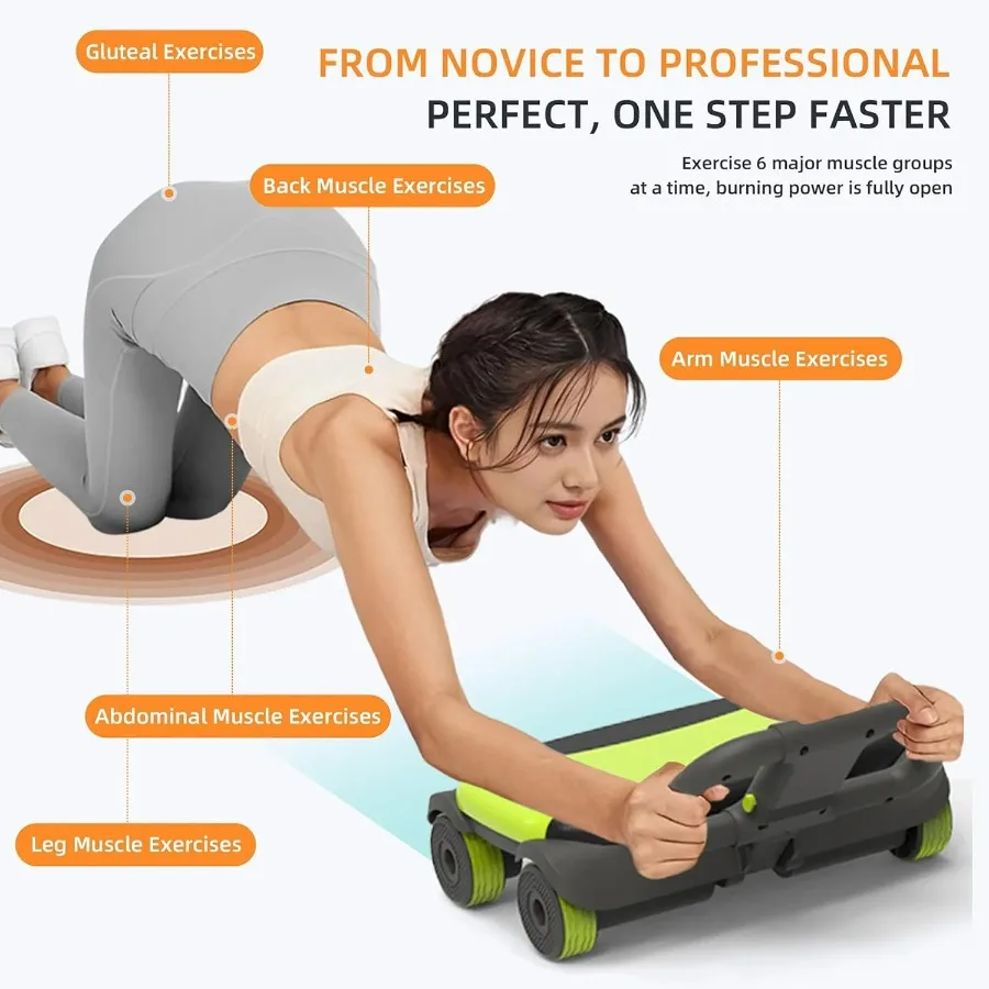 2025 AB Roller Wheel - 4 wheel elbow support abdominal wheel automatic rebound abdominal fat burning weight loss core training e