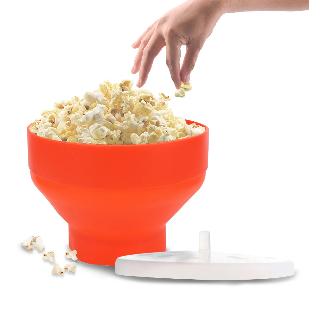 Silicone Foldable Microwave Popcorn Bowl with Lid - High Quality Kitchen Tool