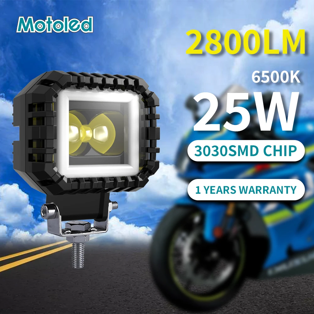 Motoled-Motorcycle-LED-Spotlight-Headlight-White-Color-Projectors-Lens ...