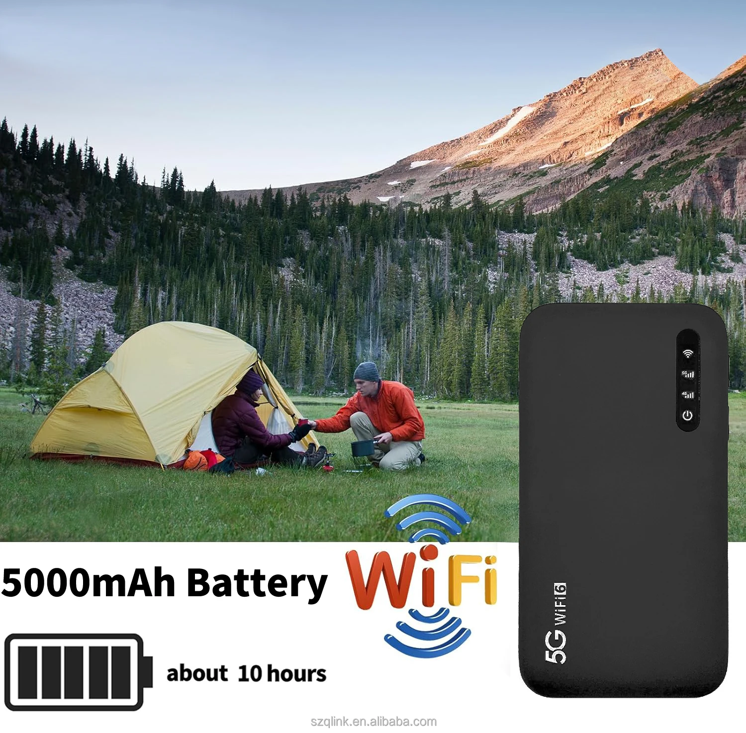 새로운 Qlink 5G SA NSA 나노 SIM UNISOC V510 모뎀 5000mAh 미니 포켓 WiFi6 1900Mbps 휴대용 홈 라우터 (방화벽 및 VPN 기능 포함)
