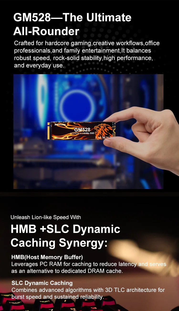 Bestoss Nvme 512GB 1TB 2TB 4TB M2 Ssd Nvme Gaming Computer Internal Solid State Drives For Laptops GM528