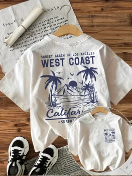 West Coast Graphic Print with Palm Trees T Shirt Short Sleeve Women Tshirt Clothes Women Retro Aesthetic T-Shirts Streetwear 1