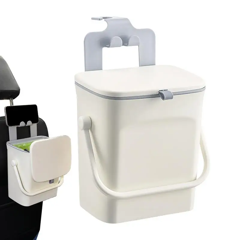 

auto Car Trash Bin Hanging Vehicle Garbage Dust Case Storage Box Plastic Pressing Square Trash Can Type Auto Car Accessories