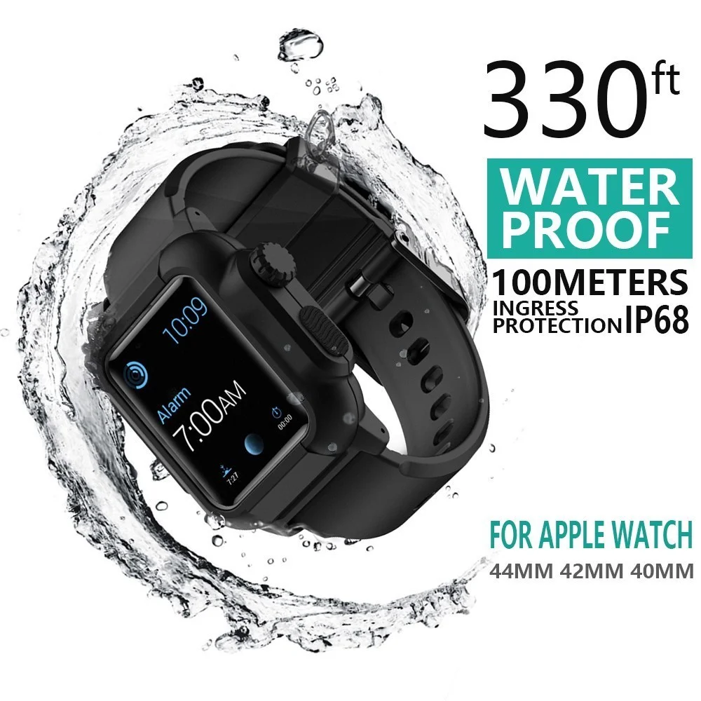 Delgado futuro Muestra Ip68 Waterproof Case With Strap For Apple Watch Series 6 Se 5 4 44mm 40mm  Iwatch Series 1 2 3 42mm - Smart Accessories - AliExpress