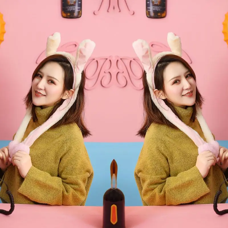 

Зимняя пушистая плюшевая повязка на голову унисекс, милая подвижная подушка безопасности с кроличьими ушками, грелка для ушей,