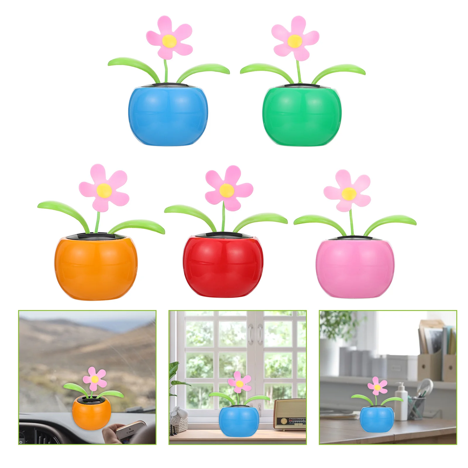 

5pcs Adorable Solar Car Decors Pretty Dancing Flowers Lovely Swinging Flowers