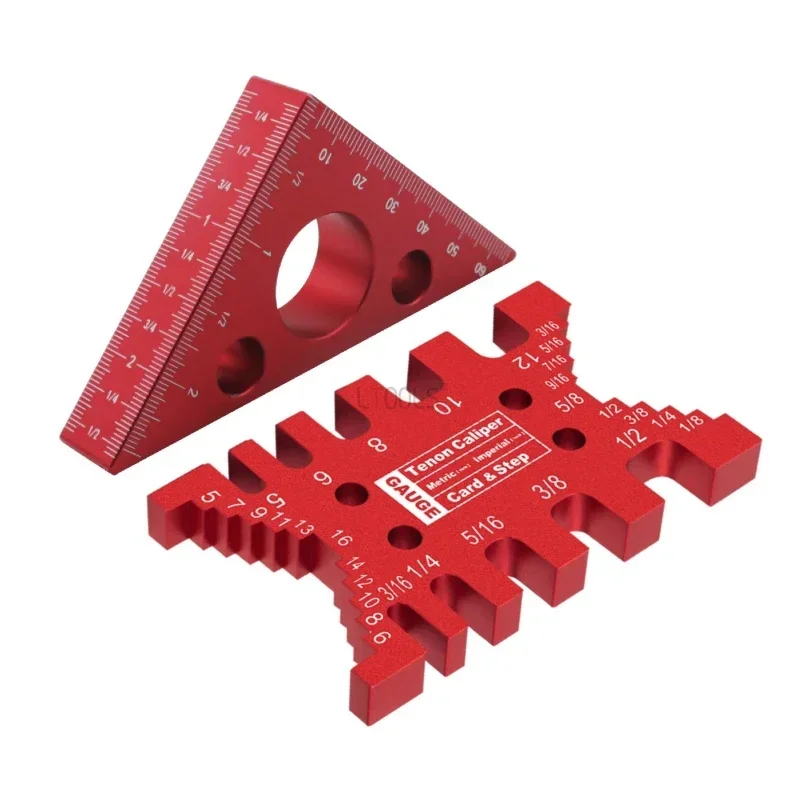 New 1pcs Set Woodworking Triangle Ruler+tenoning Caliper Table Saw Electric Wood Milling Inverted Table Aluminum Alloy Tools DIY 30 sliding groove mountain connector t shaped wood sliding table groove positioning fixing electric wood milling inverted table