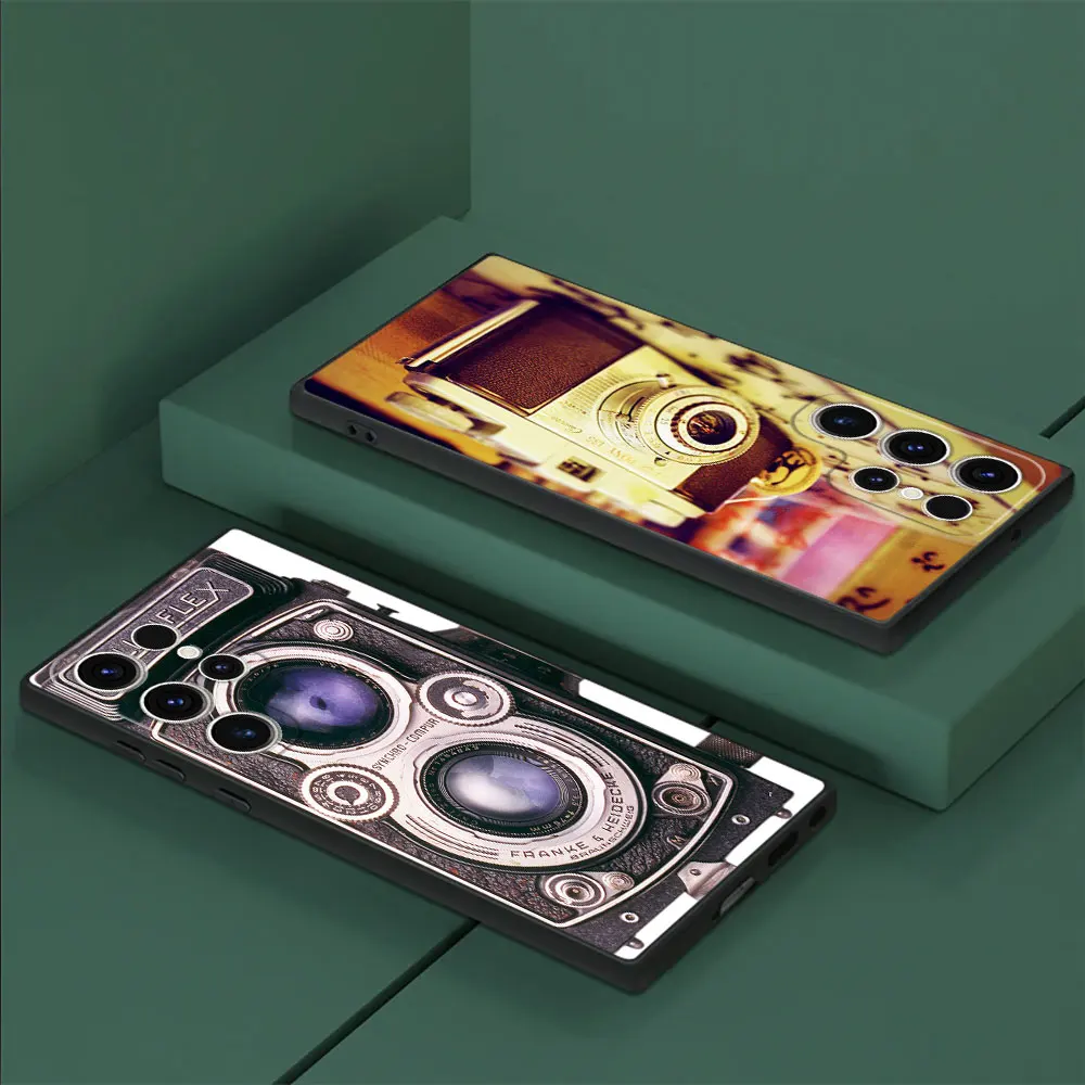 Custodia Per Fotocamere Vintage Per Samsung Galaxy S21 Fe S22 Plus S21 5G S20 S24 Ultra S23 Ultra S20 Fe S21 Cover Opaca Morbida Ultra Nera