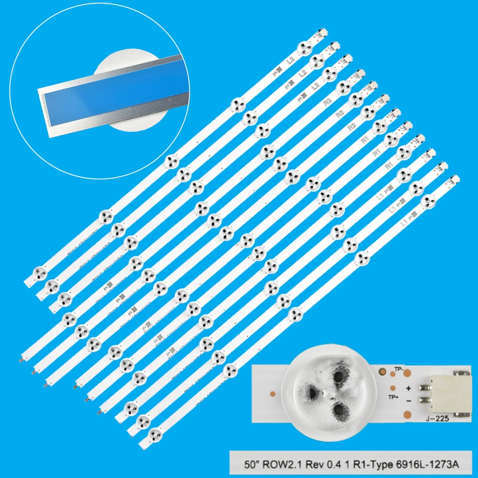 Lot de 10 bandes de rétroéclairage LED compatibles for Panasonic TX-47AS650E TX-47ASM651 TX-47AS650B TX-47AS740E 47AS740B 6916L-1811A 1812A 1813A 1814A