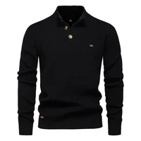 Autumn Winter Mens Sweater Half High Neck Zipper Solid Elastic Slim Fit Long Sleeve Pullover Men Business Casual Knit Sweaters 2