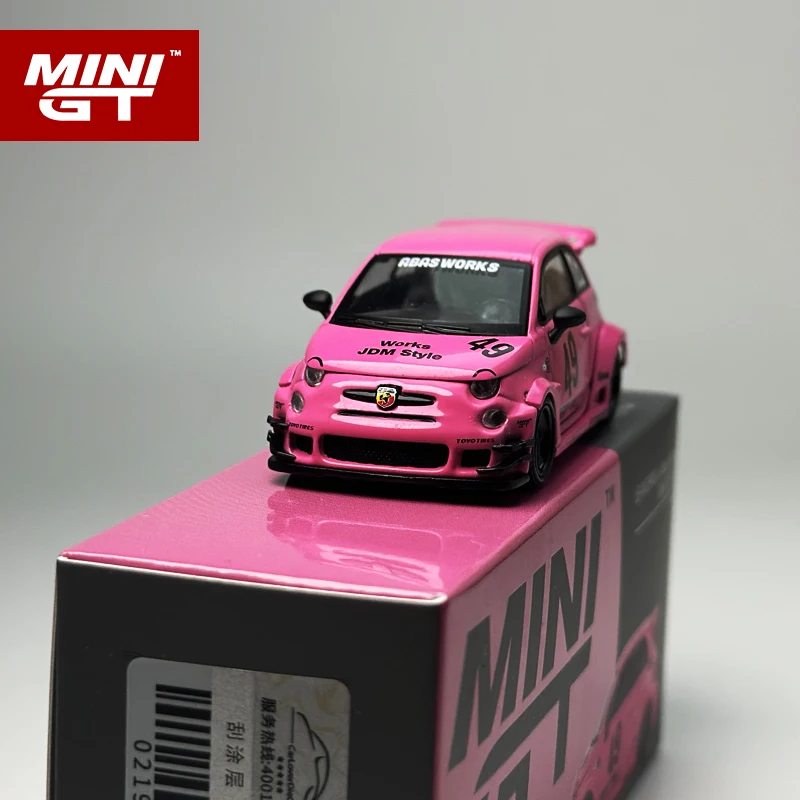 MINIGT 1:64 ABARTH 595 LB-WORKS x Abas Works 핑크 합금 자동차 모델 851