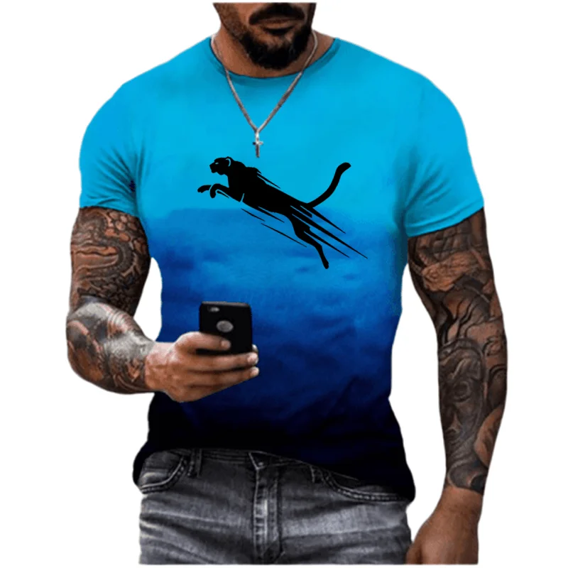 

Men's Thin Loose Short Sleeve T-shirt, Gradient Series, 3D Printed Round Collar, Leisure Oversized Top, Summer Fashion