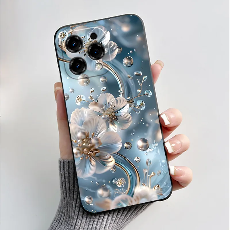 Cute Flower Cartoon Silicone Phone Case - Soft Black Shell Cover