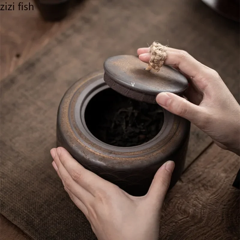 Ceramic Storage Jar Tea Caddy Moistureproof Sealed Jar Storage Jars Candy Jar Tea Containers Box home Storage Organizers airtight container tea tin box,tea canister,ceramic storage jar,airtight container