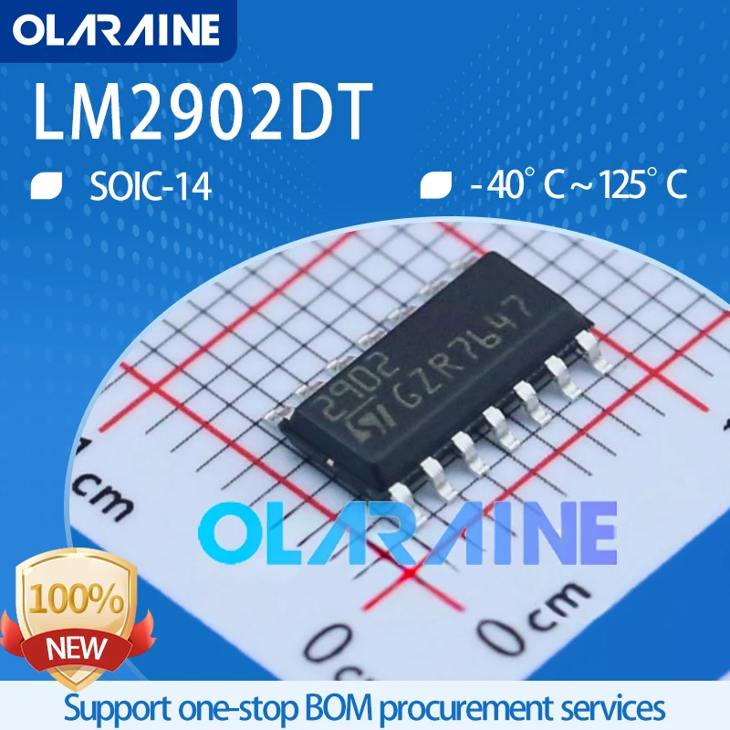 

5-100Pcs LM2902DT SOIC-14 SMD 80 dB Operational Amplifiers - Op Amps 30 V, +/- 15 V 400 mV/us 1.3 MHz