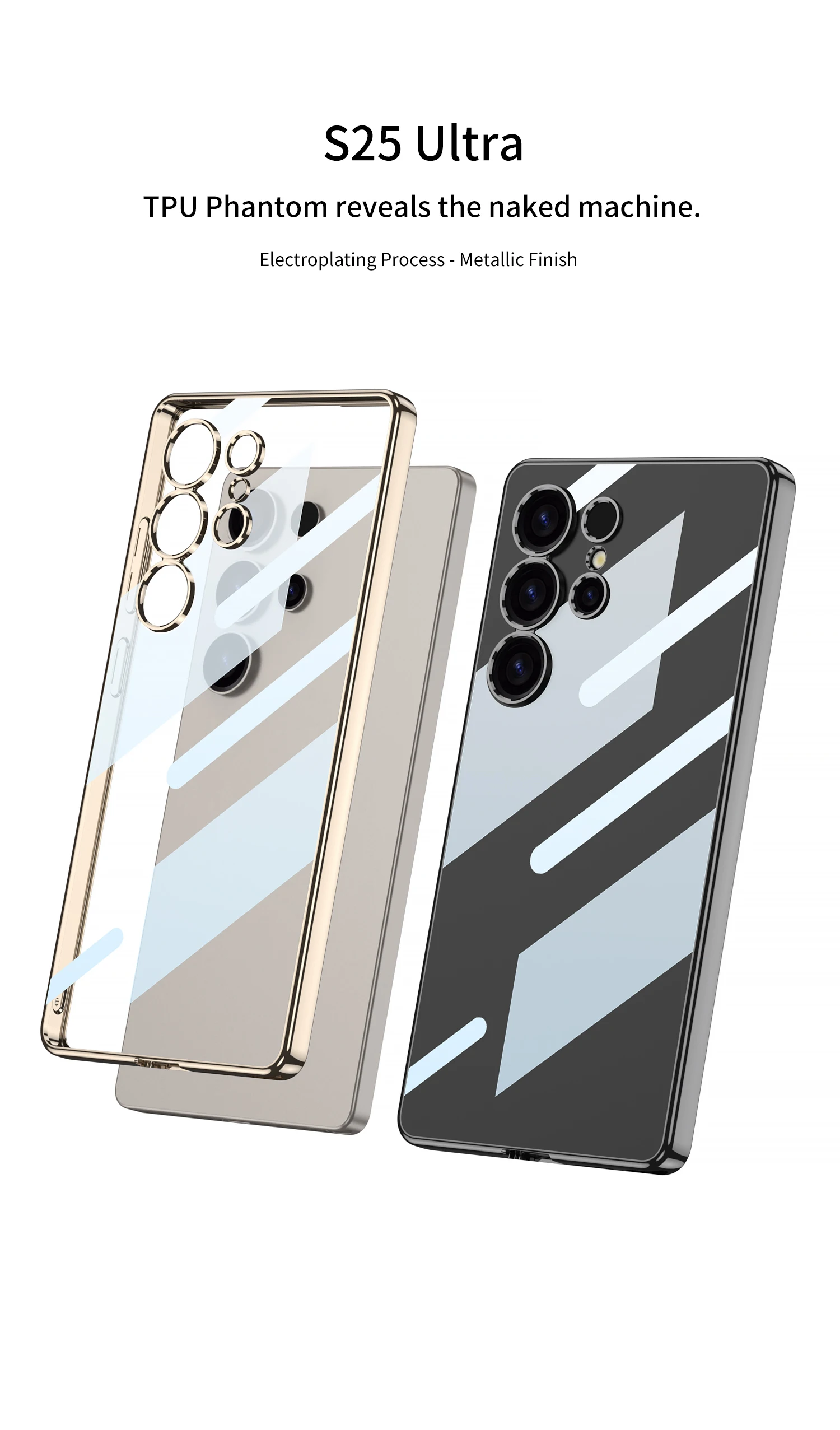 Luxury Plating Clear Silicone Case for Samsung Galaxy S25 Ultra Shockproof Soft