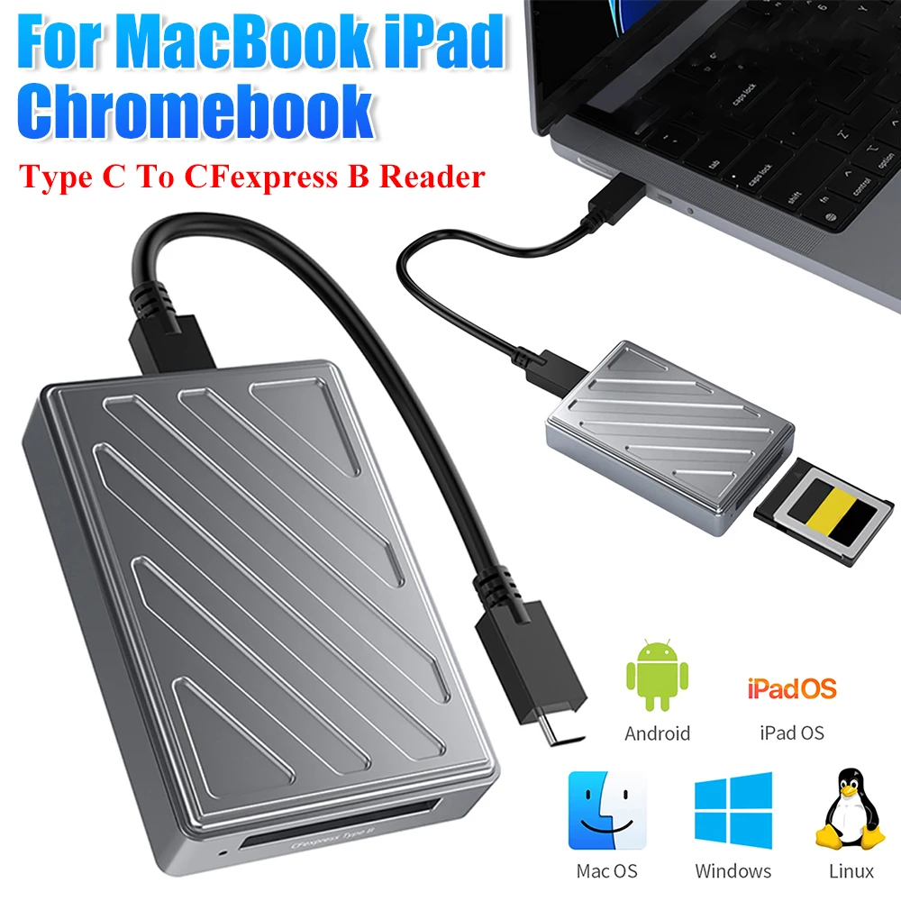 C타입-CFexpress B 리더기, 휴대용 USB 4.0, 10Gbps CFE B 메..